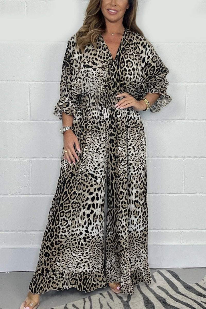 Tuta casual ampia con stampa leopardata
