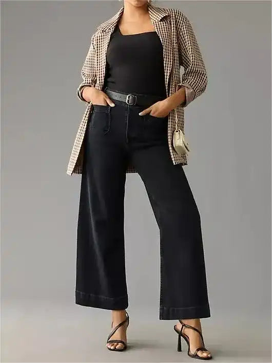 Jeans a gamba larga cropped