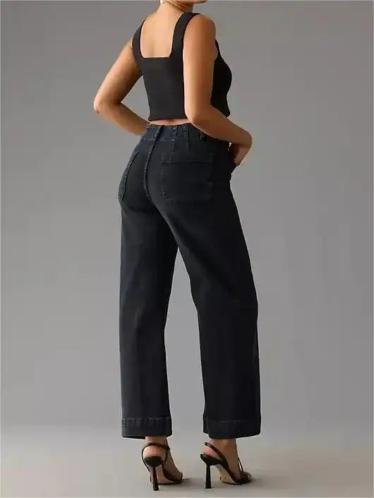 Jeans a gamba larga cropped