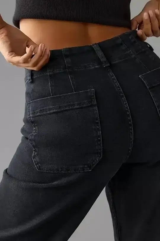 Jeans a gamba larga cropped