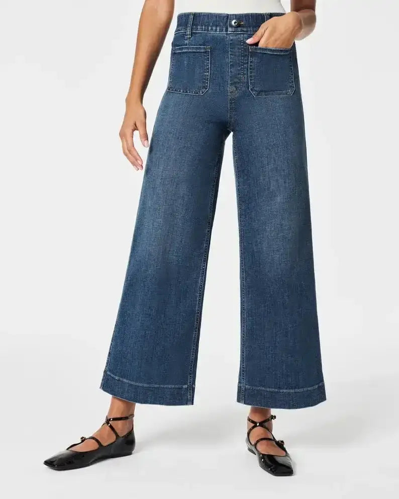 Jeans a gamba larga cropped